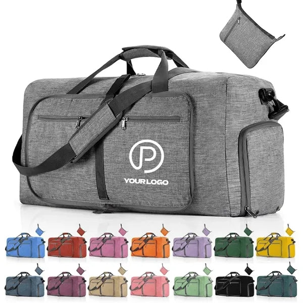 65L foldable travel duffle bag with shoe compartment