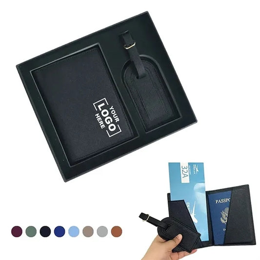 PU Leather Passport Holder & Luggage Tag Set