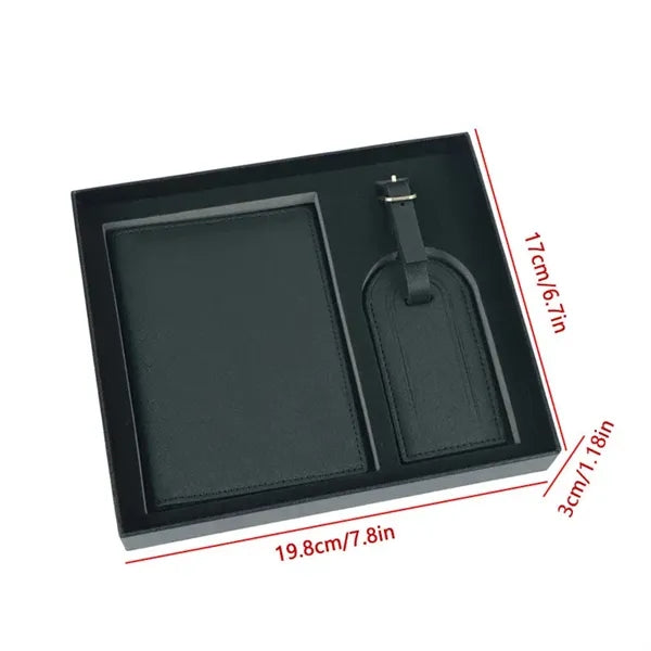 PU Leather Passport Holder & Luggage Tag Set
