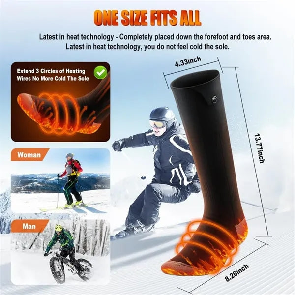 Winter Skiing Outdoor Full Foot Wrap 3D Heated Socks