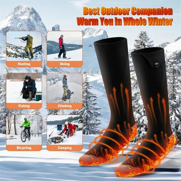 Winter Skiing Outdoor Full Foot Wrap 3D Heated Socks