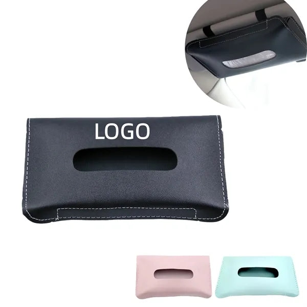 Car Leather Sun Visor Tissue Box Holder With Strap