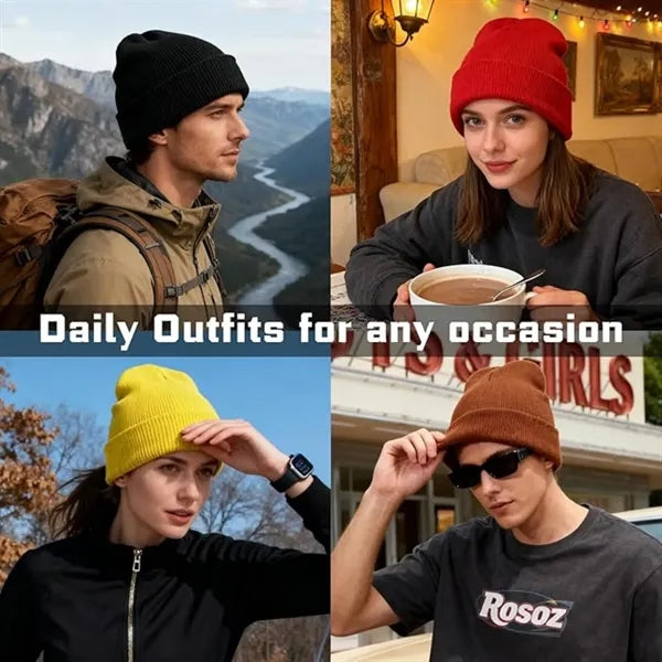Winter Soft Warm Cuffed Slouchy Beanie Hats for Women Men