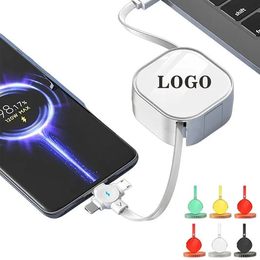 3in1 59-Inch Telescopic USB Charging Cable with Phone Stand