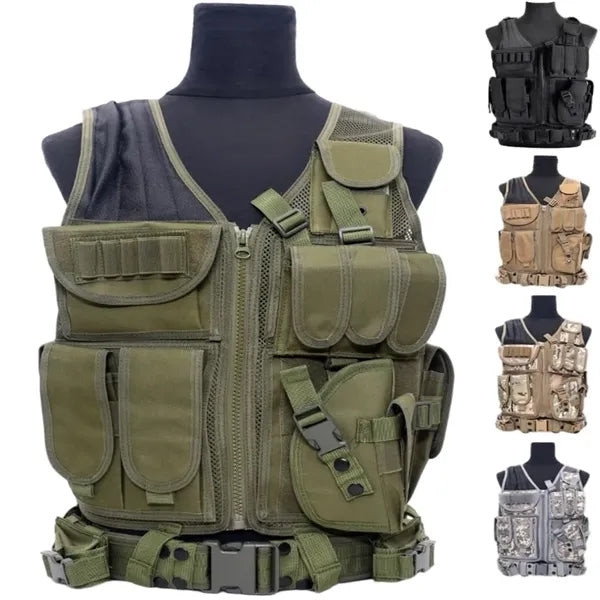 Outdoor Multi Pockets Breathable Vest w/ Belt