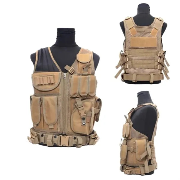Outdoor Multi Pockets Breathable Vest w/ Belt