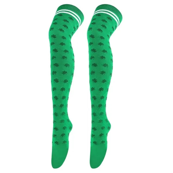 Irish Saint Patricks Thigh High Shamrock Socks