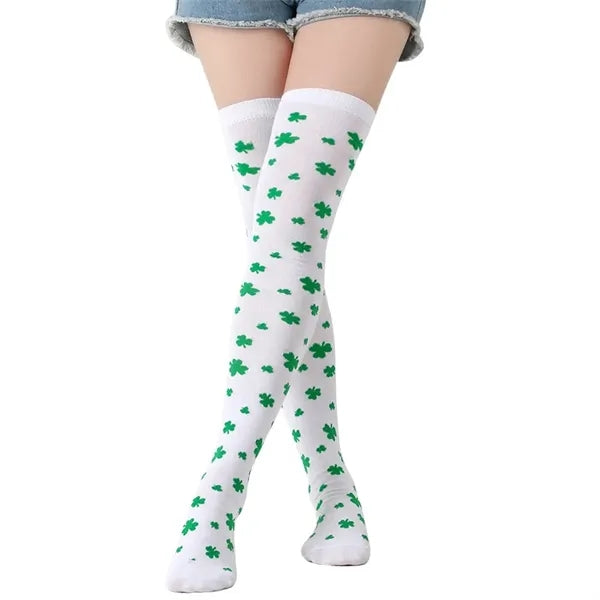 Irish Saint Patricks Thigh High Shamrock Socks