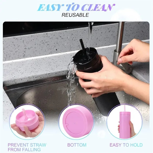 16oz Skinny Acrylic Tumbler Cups with Lid and Straw