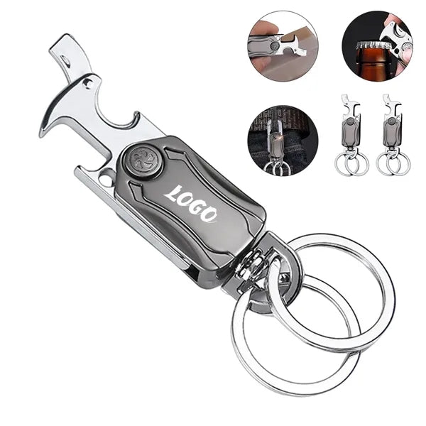Key Ring with Cutter Bottle Opener 360 Rotating Gyro Chain