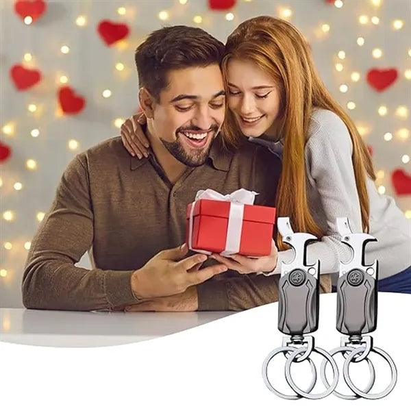Key Ring with Cutter Bottle Opener 360 Rotating Gyro Chain