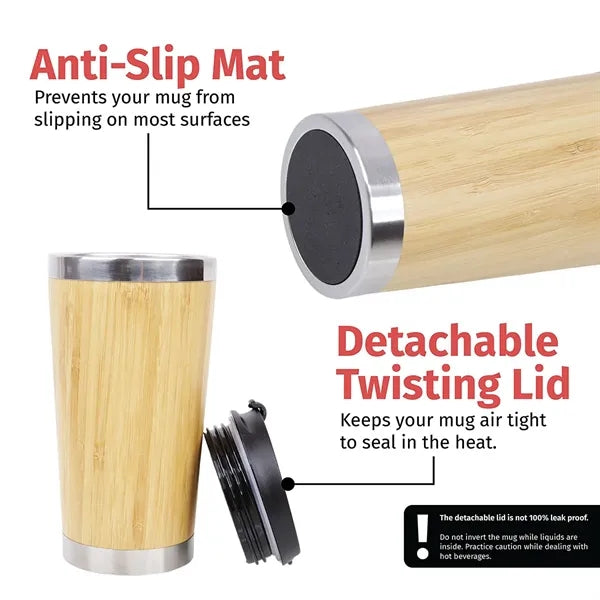 15oz Eco Friendly Bamboo Thermo Travel Coffee Cup
