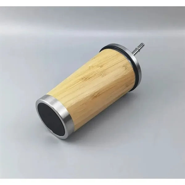 15oz Stainless Steel Bamboo Tumbler With Straw