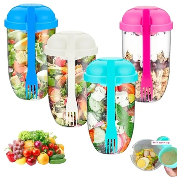 34oz Salad Cup with Fork and Dressing Holder