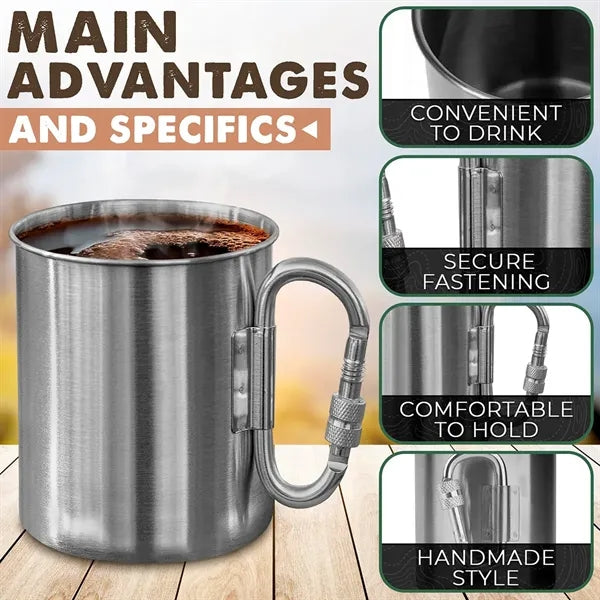 Stainless Steel Mug With Carabiner Hook
