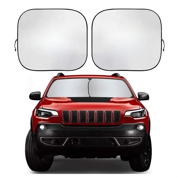 Portable 2-Piece Car Windshield Sun Shade With Folding Bag