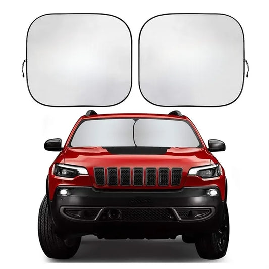Portable 2-Piece Car Windshield Sun Shade With Folding Bag