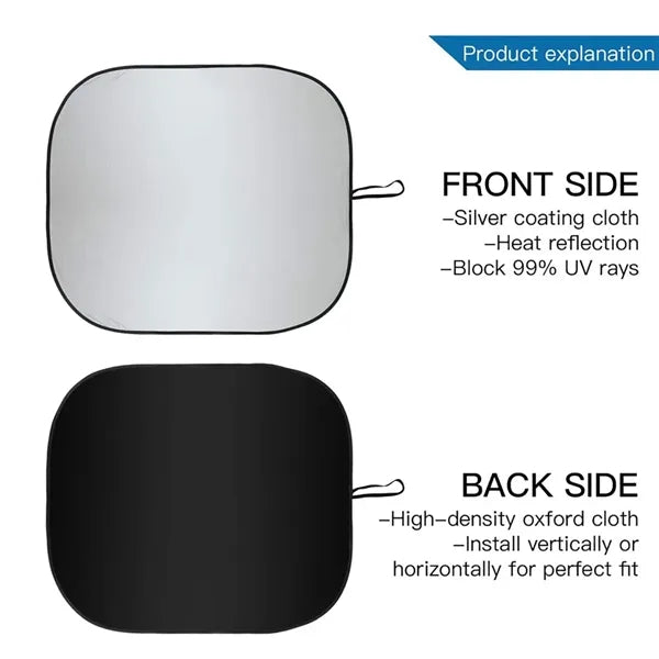 Portable 2-Piece Car Windshield Sun Shade With Folding Bag
