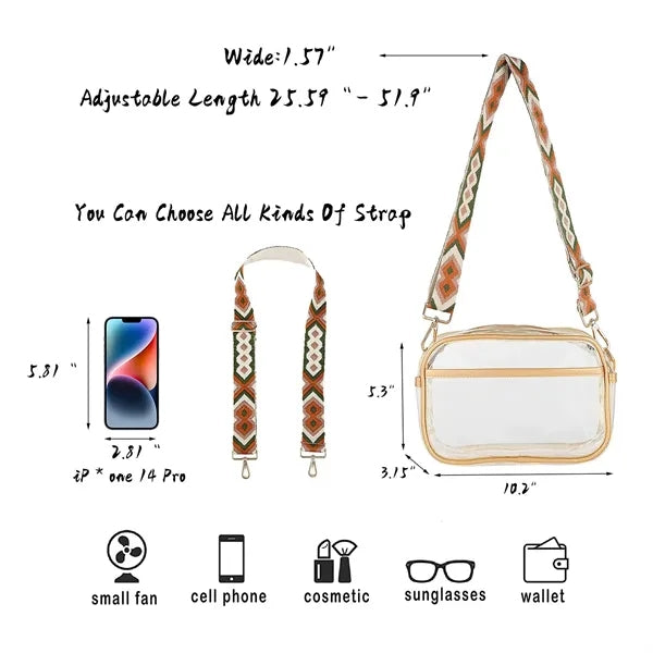 Stadium Approved Clear Crossbody Purse Bag with Guitar Strap