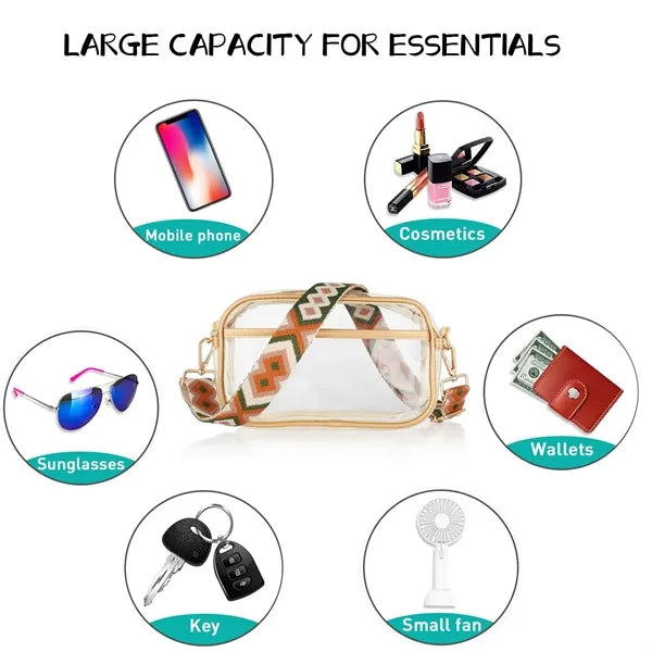 Stadium Approved Clear Crossbody Purse Bag with Guitar Strap