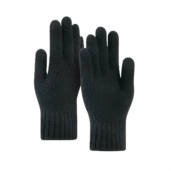 Double-layer fleece-lined knitted touchscreen gloves