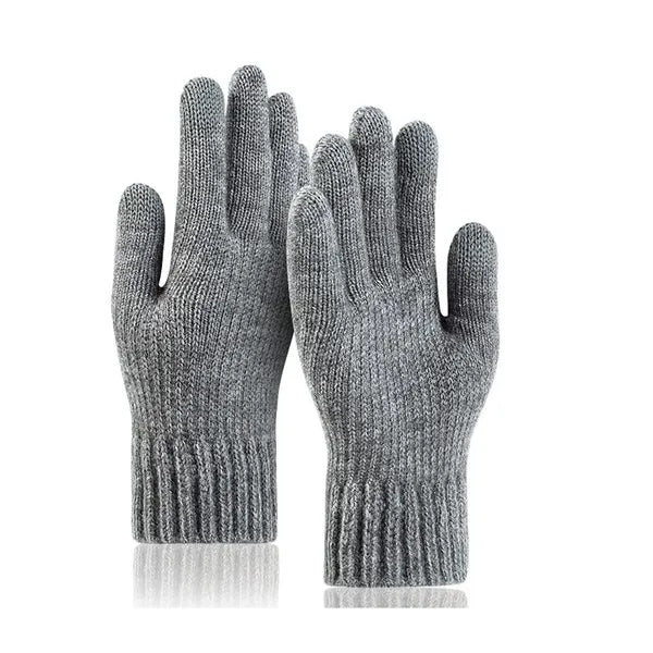 Double-layer fleece-lined knitted touchscreen gloves