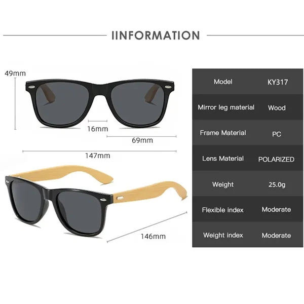 Bamboo Wood Arms Sunglasses for Women Men outdoors