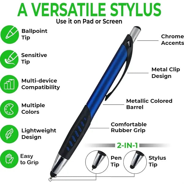 Stylus Pen 2 in 1 Capacitive Ballpoint Click Comfort Grip