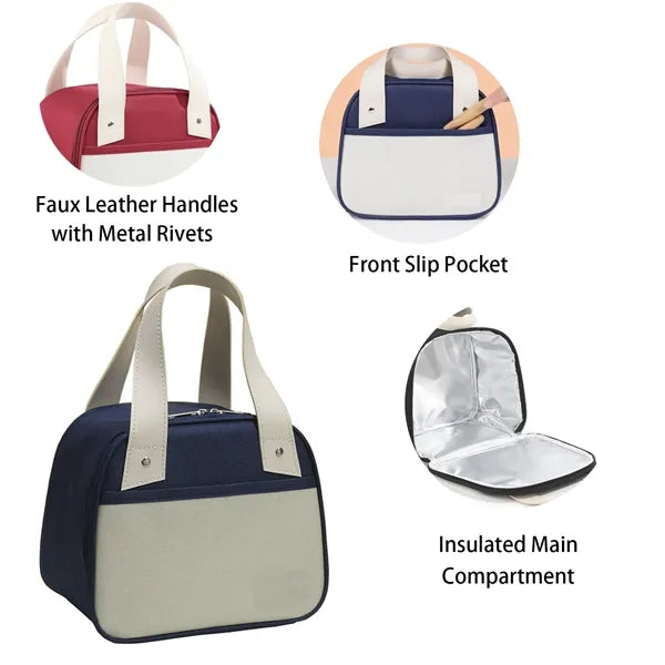 6-Can Color-Block Insulated Lunch Bag with Front Pocket