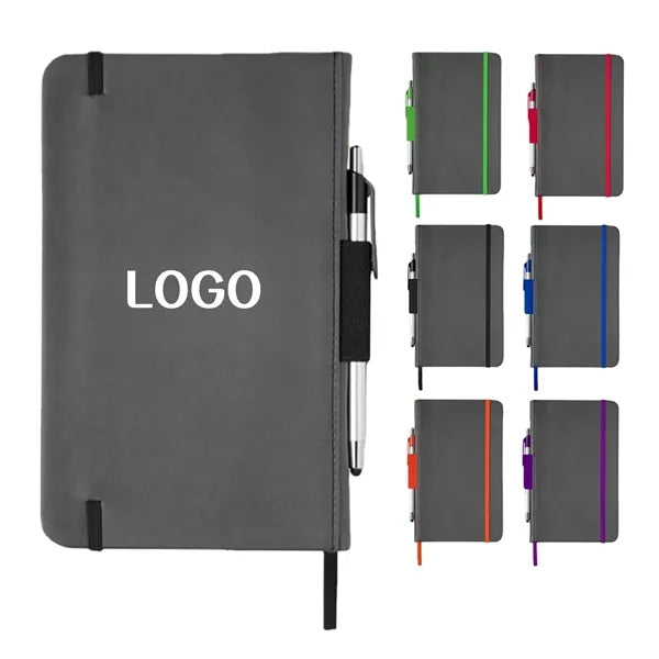 Leatherette Notebook Includes Pen Holder and Bookmark