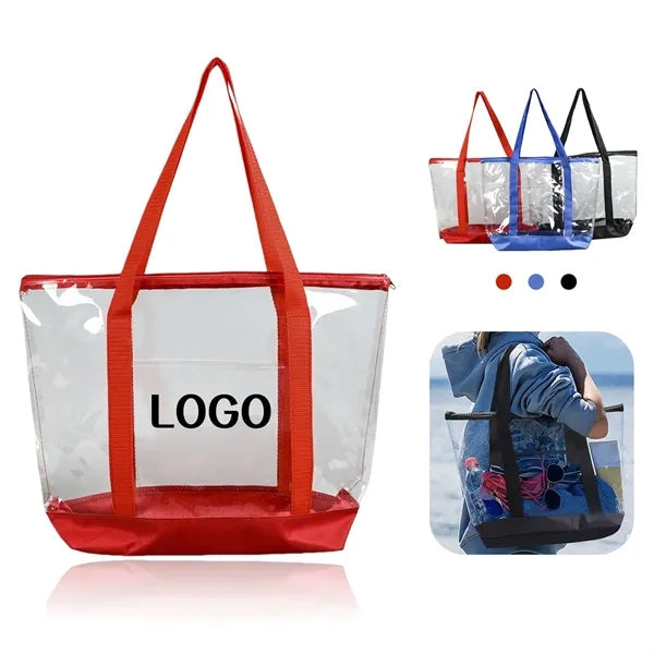 PVC Fashion Clear Shopping Bag With Zipper Closure
