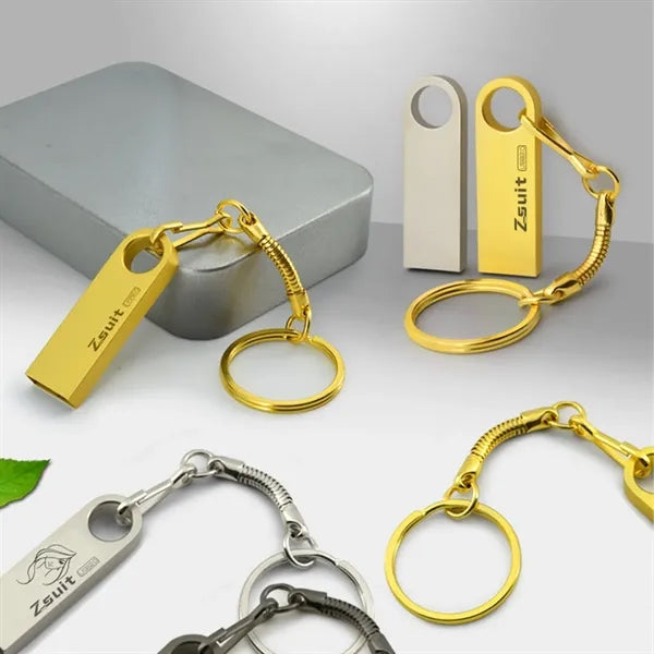 High-Speed USB 32GB Metal Flash Drive with Keychain