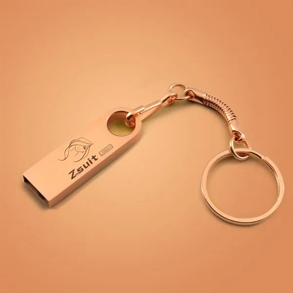 High-Speed USB 32GB Metal Flash Drive with Keychain