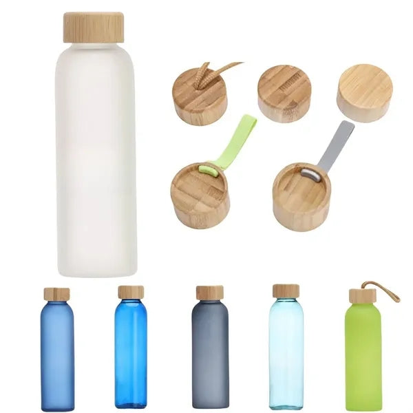 17oz Frosted Glasses Water Bottle with Bamboo Lid