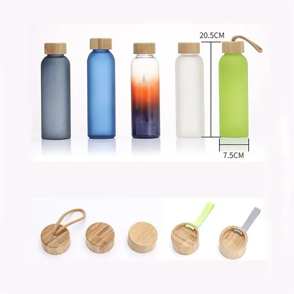 17oz Frosted Glasses Water Bottle with Bamboo Lid