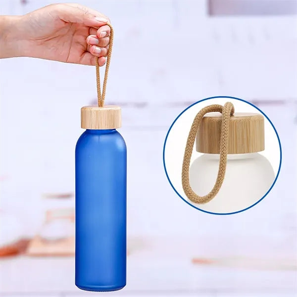 17oz Frosted Glasses Water Bottle with Bamboo Lid