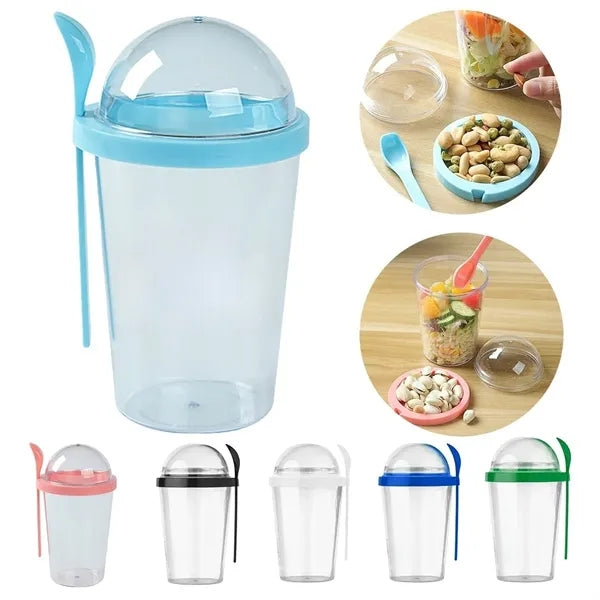 Vegetable Salad Cup with Spoon and Dressing Holder