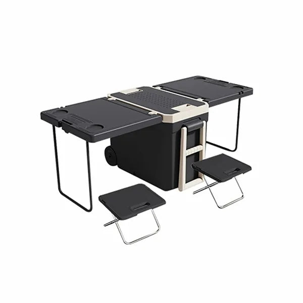 32 Qt Ice Box Camping Cooler With Wheel Chair Table