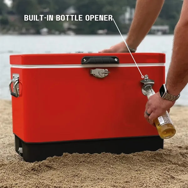 32qt Retro Metal Construction Cooler With Bottle Opener
