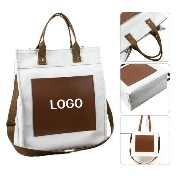 Canvas Tote Bag Backpack with Zipper
