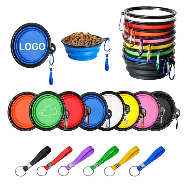 12oz Dog Collapsible Bowl with Carabiner Bracelet Keychain