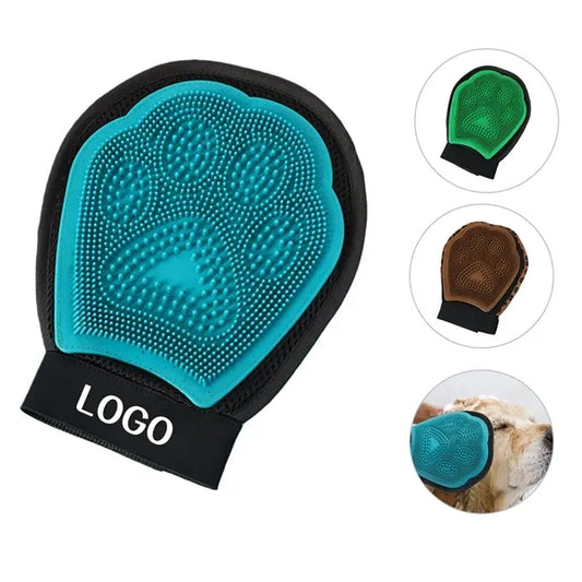 Dual Sided Dog Grooming Glove with Rubber Paw