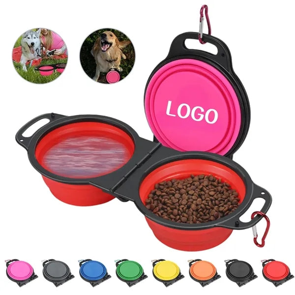 2in1 Collapsible Silicone Pet Travel Bowls with Carabiner