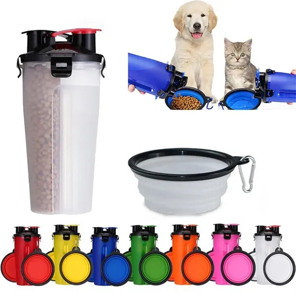 Dog Travel Water Bottle Collapsible Bowls 2-in-1
