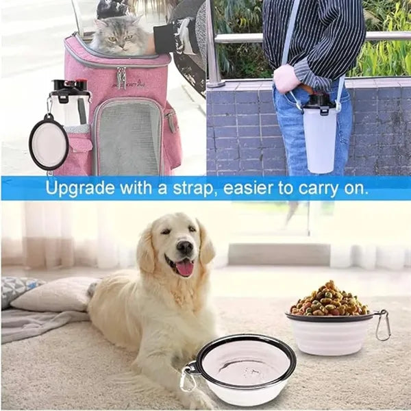 Dog Travel Water Bottle Collapsible Bowls 2-in-1