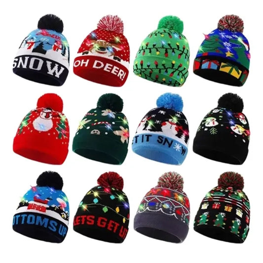 Christmas Knitted LED Light Up Cuffed Beanie