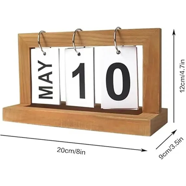 Wooden Perpetual Desk Calendar Office Decor Creative