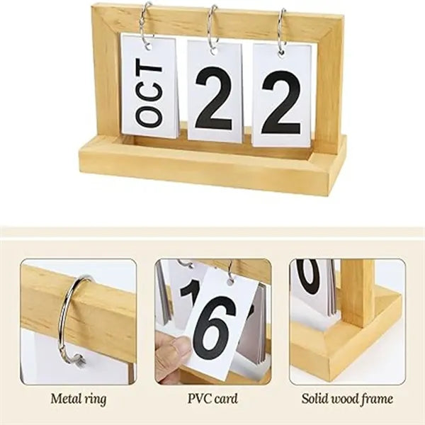 Wooden Perpetual Desk Calendar Office Decor Creative