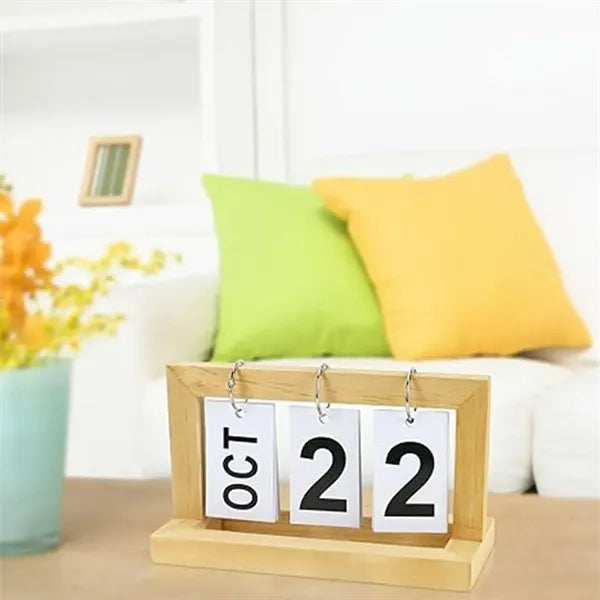 Wooden Perpetual Desk Calendar Office Decor Creative