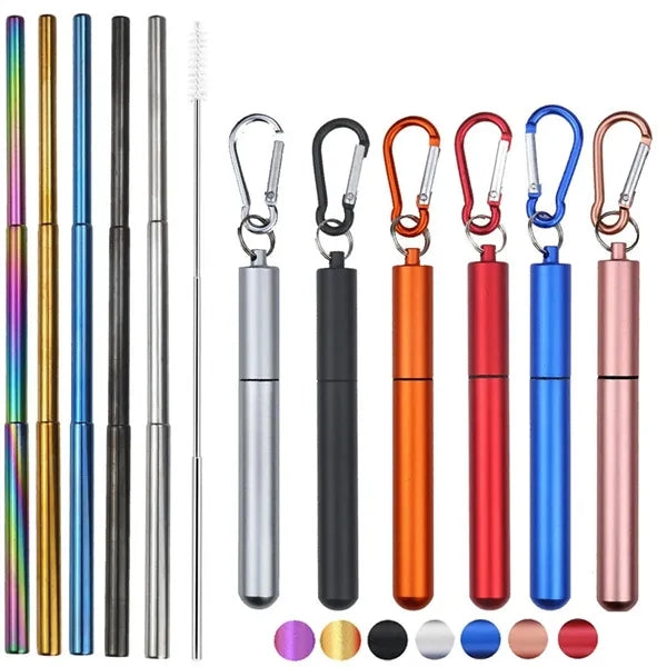 Travel Straw Collapsible Portable Stainless Steel Keychain